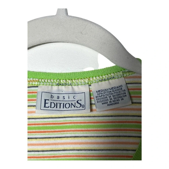 1942. VINTAGE BASIC EDITION SHORT SLEEVE T-SHIRT SIZE MEDIUM STRIPES GREEN/WHITE - Picture 4 of 7